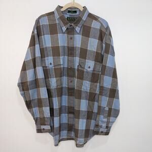 Vintage Levi's Sutter Creek Mens XL Button Up Shirt Cotton Plaid Flannel Blue